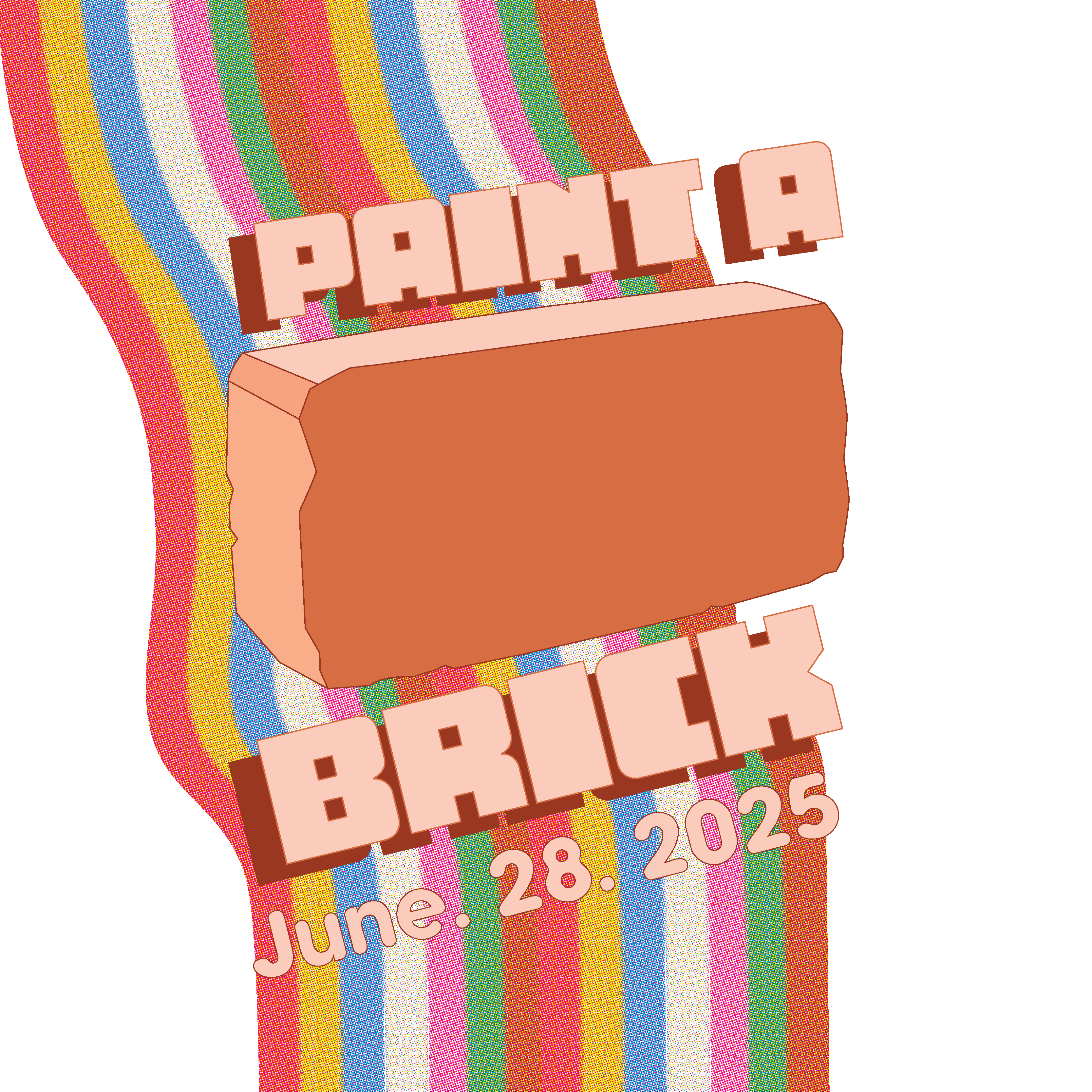 brick with rainbow trail background